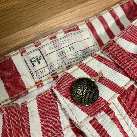 Free People red and white striped denim skirt 25” - Picture 5 of 6